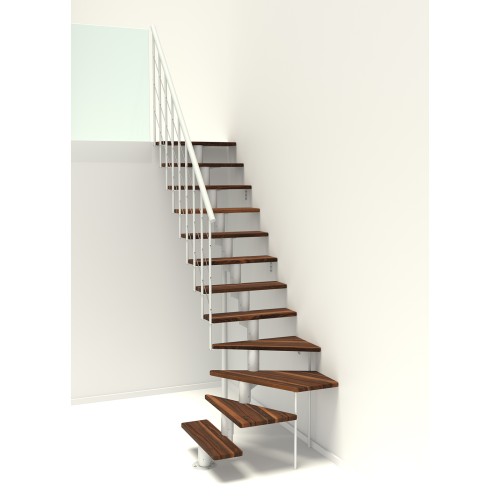 Minka Mittelholmtreppe Comfort Top Turn 37 - 312cm Geschosshöhe Walnuss Weiß