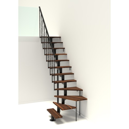Minka Mittelholmtreppe Comfort Top Turn 37 - 312cm Geschosshöhe Walnuss Schwarz