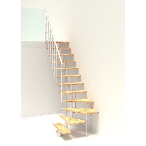 Minka Mittelholmtreppe Comfort Top Turn 37 - 312cm Geschosshöhe Buche Weiß