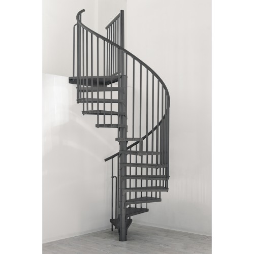 Minka Außenspindeltreppe Rondo Zink Color 38 - 305,5cm Geschosshöhe Anthrazit 120cm Durchmesser