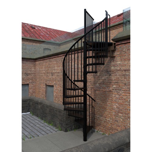 Minka Außenspindeltreppe Rondo Zink Color 38 - 305,5cm Geschosshöhe Schwarz 160cm Durchmesser