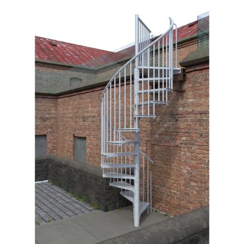 Minka Außenspindeltreppe Rondo Zink Color 38 - 305,5cm Geschosshöhe Weiß 160cm Durchmesser