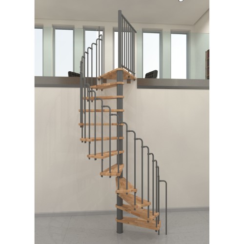 Minka Spindeltreppe Paris 38 - 282cm Geschosshöhe Buche Grau 140cm Durchmesser