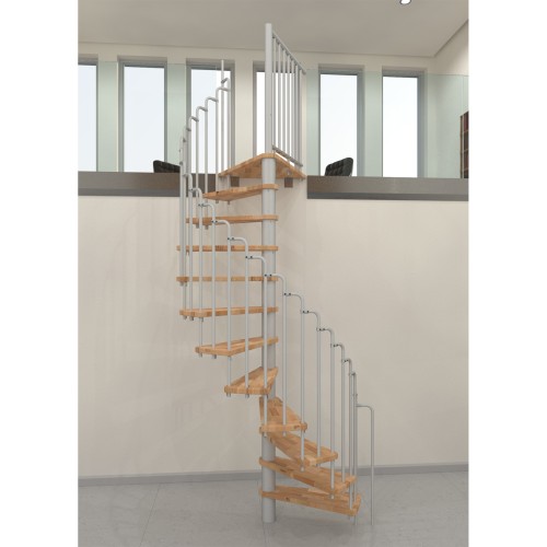 Minka Spindeltreppe Paris 38 - 282cm Geschosshöhe Buche Weiß 140cm Durchmesser