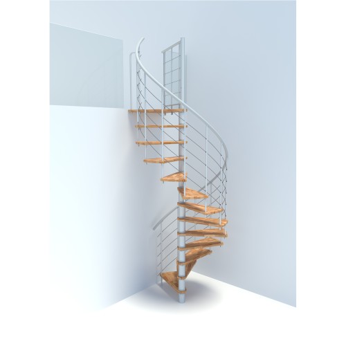 Minka Spindeltreppe Venezia Smart 38 - 305,5cm Geschosshöhe Buche Weiß 140cm Durchmesser