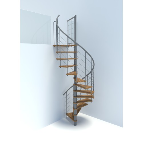 Minka Spindeltreppe Venezia Smart 38 - 305,5cm Geschosshöhe Eiche Grau 160cm Durchmesser