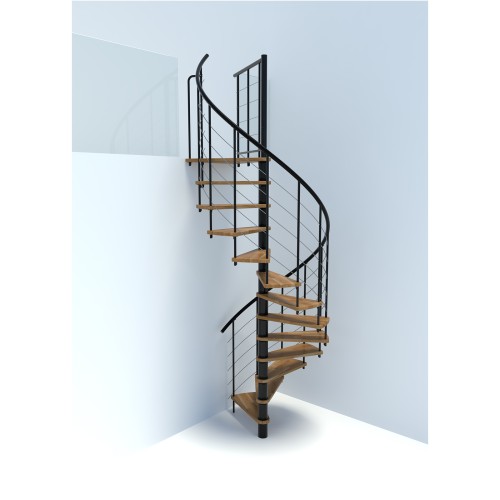Minka Spindeltreppe Venezia Smart 38 - 305,5cm Geschosshöhe Eiche Schwarz 160cm Durchmesser