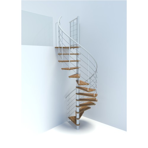 Minka Spindeltreppe Venezia Smart 38 - 305,5cm Geschosshöhe Eiche Weiß 140cm Durchmesser
