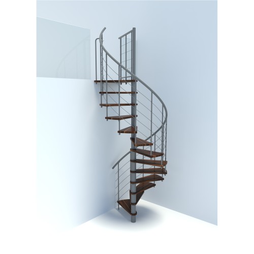 Minka Spindeltreppe Venezia Smart 38 - 305,5cm Geschosshöhe Walnuss Grau 140cm Durchmesser