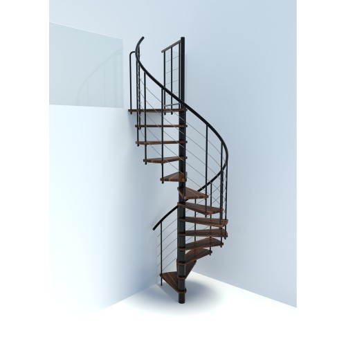Minka Spindeltreppe Venezia Smart 38 - 305,5cm Geschosshöhe Walnuss Schwarz 140cm Durchmesser