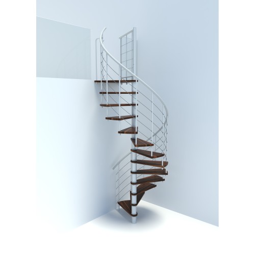 Minka Spindeltreppe Venezia Smart 38 - 305,5cm Geschosshöhe Walnuss Weiß 160cm Durchmesser