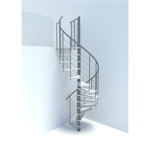 Minka Spindeltreppe Venezia Smart 38 - 305,5cm Geschosshöhe Weiß Grau 140cm Durchmesser