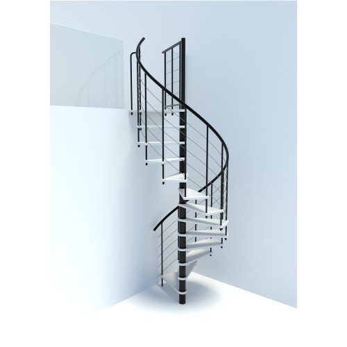 Minka Spindeltreppe Venezia Smart 38 - 305,5cm Geschosshöhe Weiß Schwarz 120cm Durchmesser