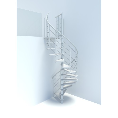 Minka Spindeltreppe Venezia Smart 38 - 305,5cm Geschosshöhe Weiß Weiß 120cm Durchmesser