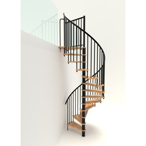 Minka Spindeltreppe Spiral Smart 38 - 305,5cm Geschosshöhe Buche Schwarz 160cm Durchmesser