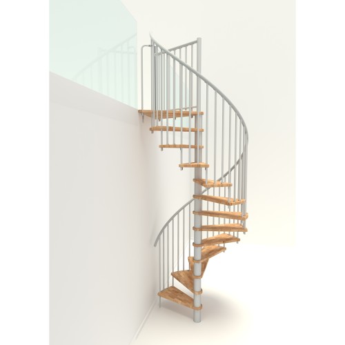Minka Spindeltreppe Spiral Smart 38 - 305,5cm Geschosshöhe Buche Weiß 160cm Durchmesser