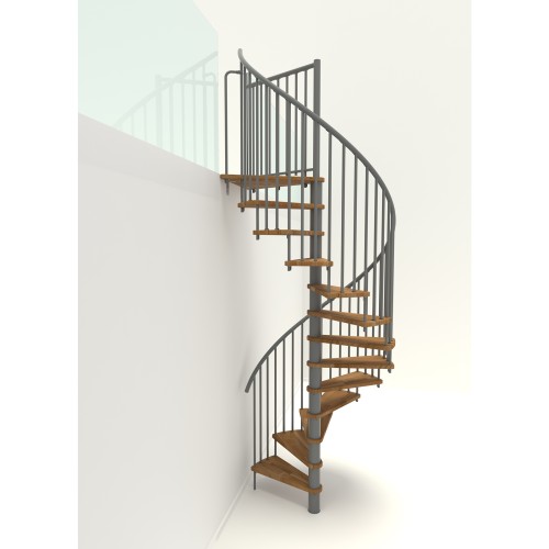 Minka Spindeltreppe Spiral Smart 38 - 305,5cm Geschosshöhe Eiche Grau 140cm Durchmesser