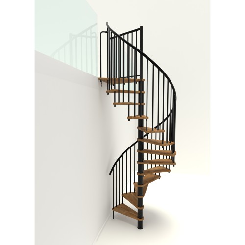Minka Spindeltreppe Spiral Smart 38 - 305,5cm Geschosshöhe Eiche Schwarz 160cm Durchmesser