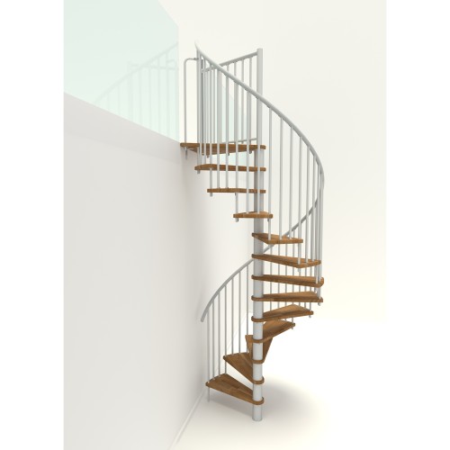 Minka Spindeltreppe Spiral Smart 38 - 305,5cm Geschosshöhe Eiche Weiß 140cm Durchmesser
