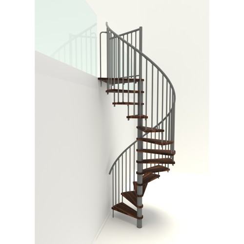 Minka Spindeltreppe Spiral Smart 38 - 305,5cm Geschosshöhe Walnuss Grau 140cm Durchmesser