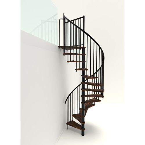 Minka Spindeltreppe Spiral Smart 38 - 305,5cm Geschosshöhe Walnuss Schwarz 120cm Durchmesser