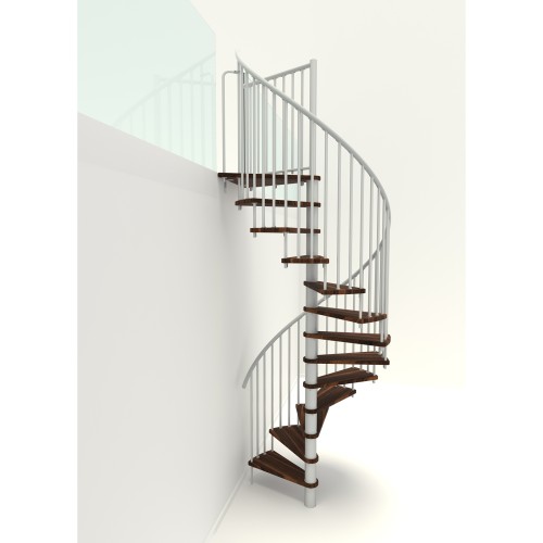 Minka Spindeltreppe Spiral Smart 38 - 305,5cm Geschosshöhe Walnuss Weiß 120cm Durchmesser