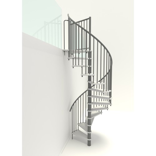 Minka Spindeltreppe Spiral Smart 38 - 305,5cm Geschosshöhe Weiß Grau 140cm Durchmesser