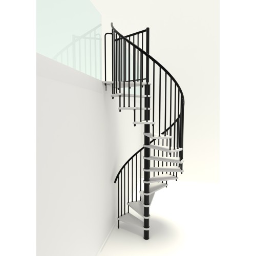 Minka Spindeltreppe Spiral Smart 38 - 305,5cm Geschosshöhe Weiß Schwarz 140cm Durchmesser