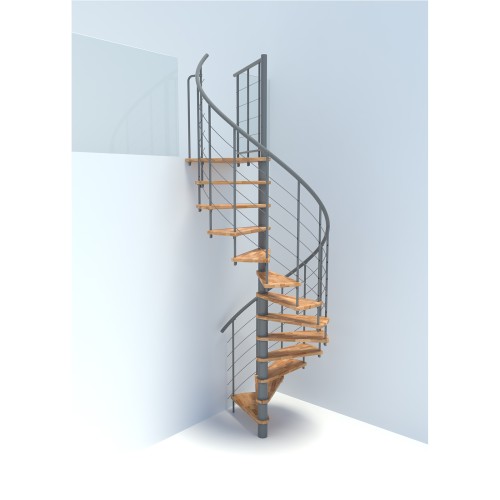 Minka Spindeltreppe Venezia Smart 38 - 305,5cm Geschosshöhe Buche Grau 140cm Durchmesser