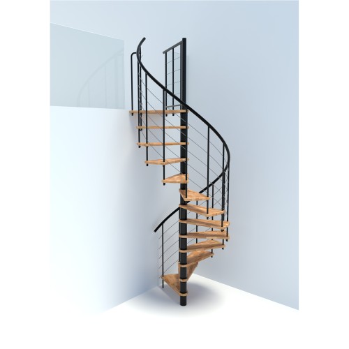 Minka Spindeltreppe Venezia Smart 38 - 305,5cm Geschosshöhe Buche Schwarz 160cm Durchmesser
