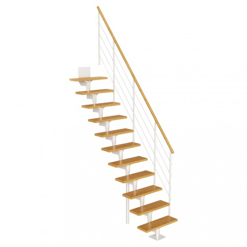 Dolle Mittelholmtreppe Boston 228-300cm Geschosshöhe Geradelaufend in Buche/Weiss