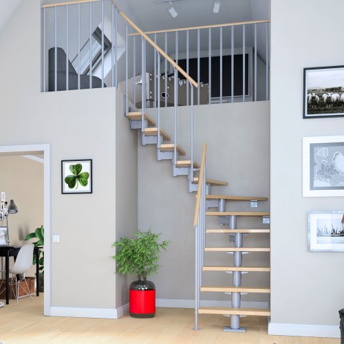 Dolle Mittelholmtreppe Cork 75/79cm breit für Geschosshöhen 222-337cm inkl. einseitigem Geländer