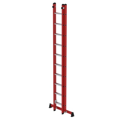 Munk Sprossen-Schiebeleiter 2-teilig GFK/Alu mit nivello®-Traverse 2x10 Sprossen