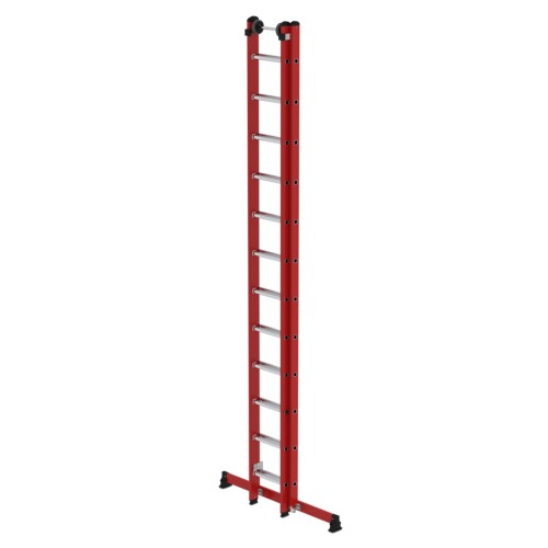 Munk Sprossen-Schiebeleiter 2-teilig GFK/Alu mit nivello®-Traverse 2x12 Sprossen