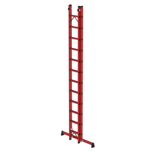 Munk Sprossen-Schiebeleiter 2-teilig GFK mit nivello®-Traverse 2x12 Sprossen