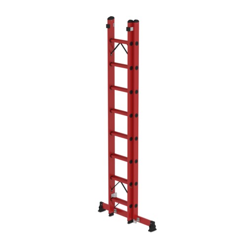 Munk Sprossen-Schiebeleiter 2-teilig GFK mit nivello®-Traverse 2x8 Sprossen
