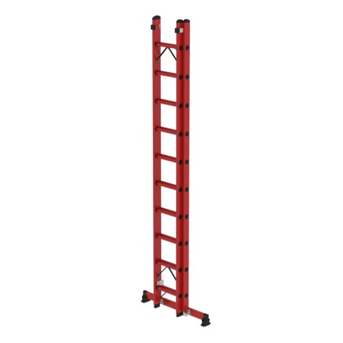 Munk Sprossen-Schiebeleiter 2-teilig GFK mit nivello®-Traverse 2x10 Sprossen