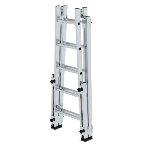 MUNK Aluminium Stehleiter, treppengängig, mit 4 Holmverlängerungen 2x5 Sprossen