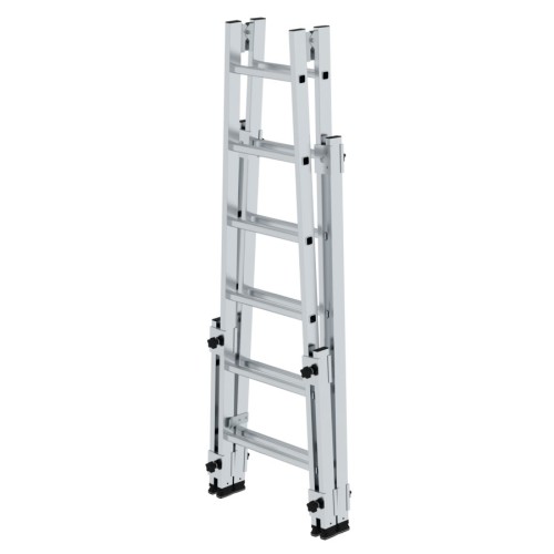 MUNK Aluminium Stehleiter, treppengängig, mit 4 Holmverlängerungen 2x6 Sprossen