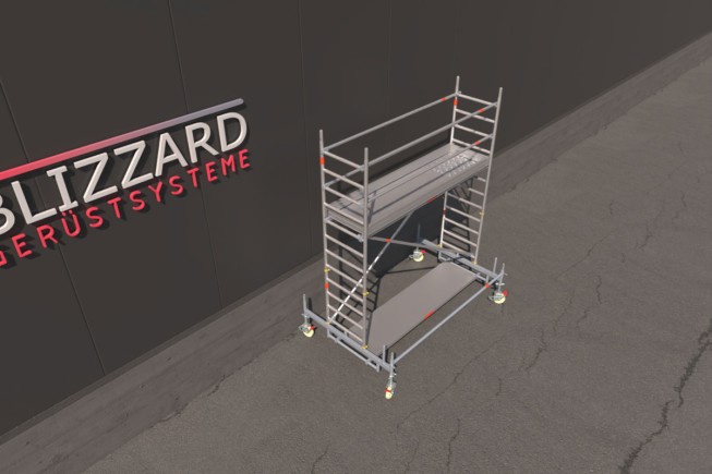 ROLLE Fahrbare Arbeitsbühne Rollgerüst Blizzard Gerüstsysteme 2,85x0,75m Typ 4601 AH 4,76m