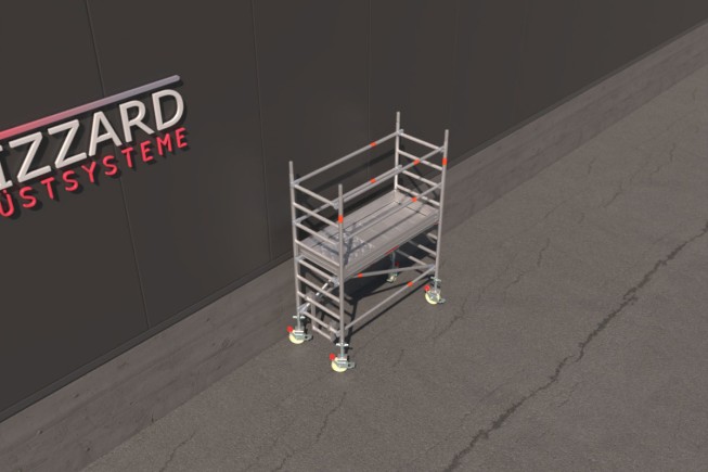 ROLLE Fahrbare Arbeitsbühne Rollgerüst Blizzard Gerüstsysteme 1,80x0,75m Typ 4603 AH 3,61m