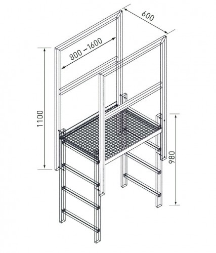 Zarges Ausstieg mit Übergang Aluminium 800mm