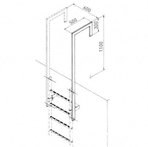 Zarges Ausstiegsholm abgewinkelt 60x25mm