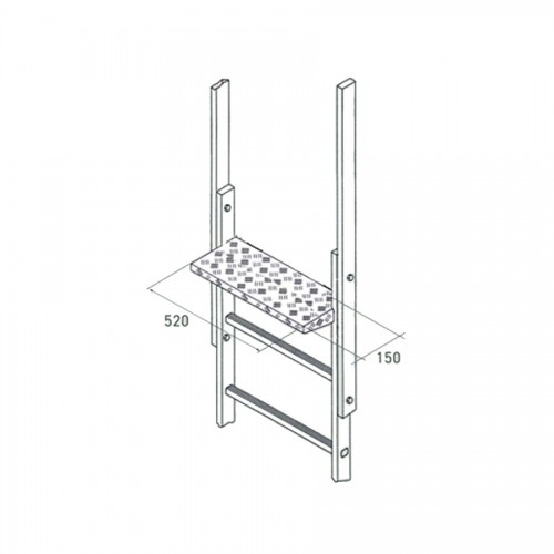 Zarges Ausstiegstritt Aluminium 520mm Breite, 150mm Tiefe