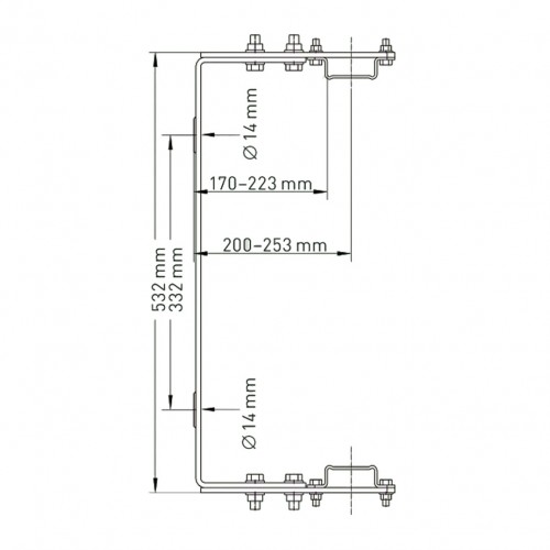 Zarges Wandhalter U-Bügelform verstellbar Stahl verzinkt 200-250mm Wandabstand