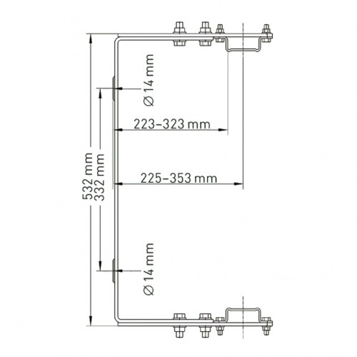 Zarges Wandhalter U-Bügelform verstellbar Edelstahl 250-350mm Wandabstand