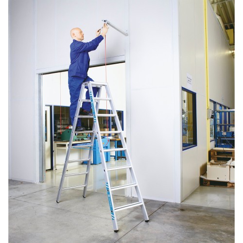 Zarges gebördelte Stehleiter, eloxiert Saferstep B 2x3 Stufen