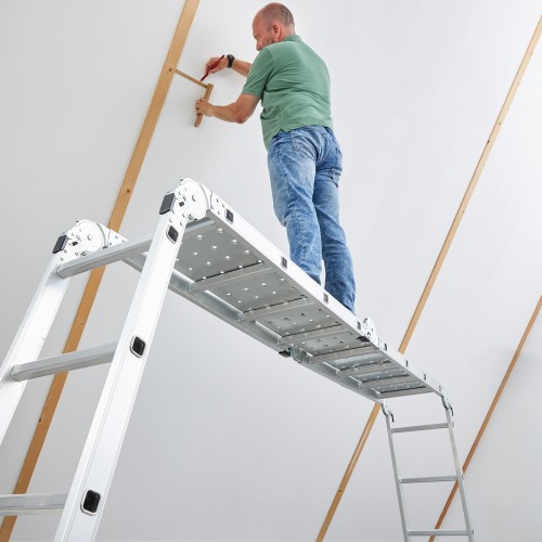 Aldorr Mehrzweckleiter Home mit Arbeitsplattform 4x3 Sprossen