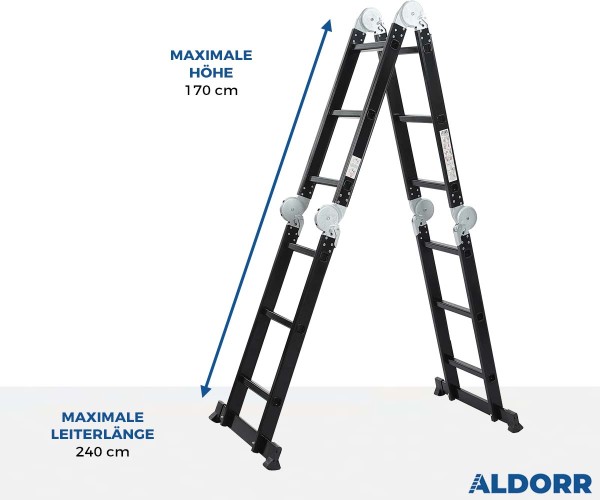 Aldorr Mehrzweckleiter Professional mit Arbeitsplattform 4x3 Sprossen