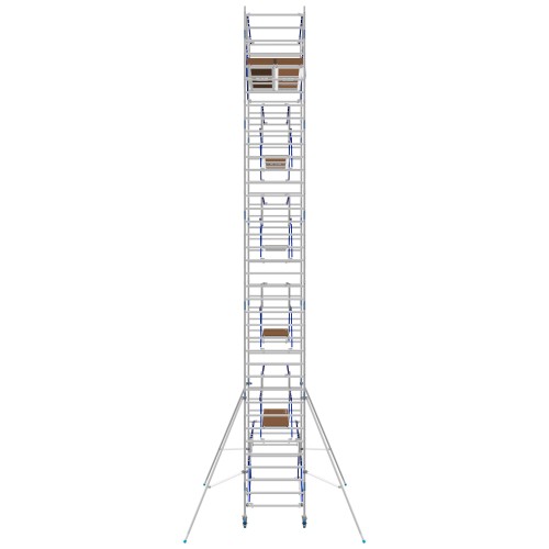 ASC Rollgerüst AGS Pro 190x135cm mit Holz-Plattformen und doppelseitigem Geländer 12,3m Arbeitshöhe